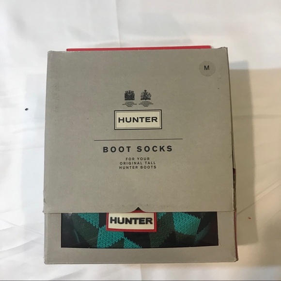 NIB Hunter 'Geometric Dazzle'‎ Original Tall Fleece Welly Socks in Medium - Picture 2 of 8